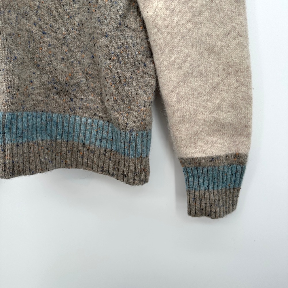 Pendleton Womens Lambswool Blend Striped Turtleneck Sweater Grey Beige Small - Picture 4 of 12